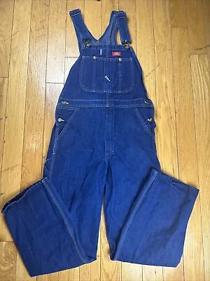 NEW Dickies Men Bib Carpenter Overall Men 30x30 Dark Denim Tool Pockets Loops • $39.99