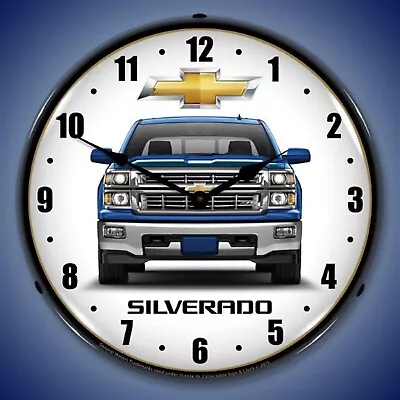 2015 Chevrolet Silverado Pickup Truck Wall Clock (Blue) LED Lighted • $280.16