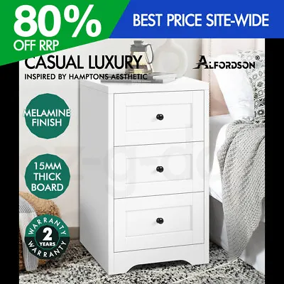 ALFORDSON Bedside Table Hamptons Storage Nightstand Side End Cabinet White • $99.95
