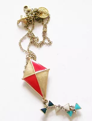 NW3 Hobbs Kite Hill Necklace Coral Enamel Gold Plated With Half Penny Charm Vgc • £49.99