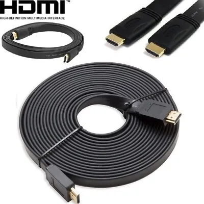 $9.99 • Buy Premium HDMI M-M Cable 25FT 30FT 50FT Flat Golf Plated PS4 Xbox One 3D HDTV PC