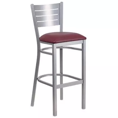 Flash Furniture Bar Stools 31  Metal Frame Square Seat In Burgundy And Silver • $110.72