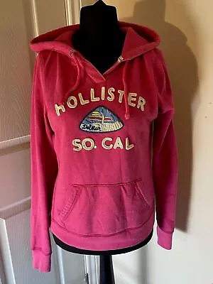 Hollister Women's So. Cal Appliqué Hot Pink Hooded Sweatshirt Size L • £16.12