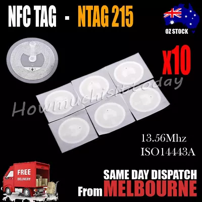 10x NFC TAG Sticker NTAG 215 Universal Label RFID Tag For TagMo NTAG215 Type2 • $10.99