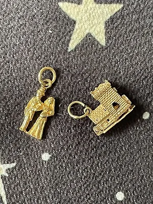 Adorable 9ct Gold Charm Duos Bride And Groom And Church  Charms X • £275