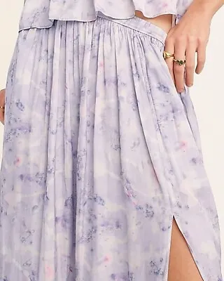 J CREW X Flora Obscura Feather Weight Satin Maxi Skirt Lavender Fields XS NWOT • $26