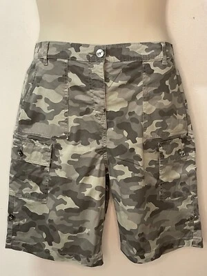 £15.99 • Buy MARKS & SPENCER Ladies Longer Length High Rise Camo Cargo Shorts Sizes 8-22