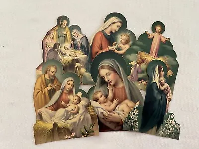 $25 • Buy RARE 6 Antique Vintage Catholic Die-Cut Scenes Statuettes Nativity Mary Jesus