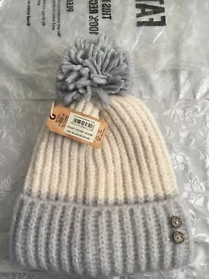 Fat Face Ladies Grey Colour Block Beanie Hat One Size BNWT Rrp £19.50 .. • £13.99