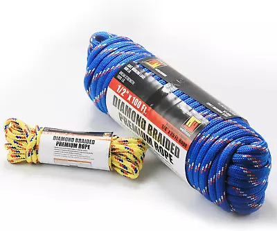 Wellmax Diamond Braid Nylon Rope 1/2in X 100FT With Bonus 1/4in X25FT Cord UV • $32.61