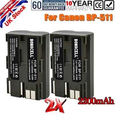 2× Rechargeable Battery For Canon EOS 10D 20D 30D 40D 50D 300D BP-511A Pro1 OH • £13.99