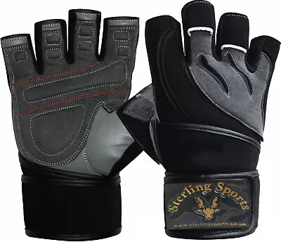 £9.99 • Buy Leather Weight Lifting Gym Gloves Gel Body Building Straps Training Fitness 