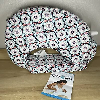 My Brest Friend Nursing Pillow Deluxe With Pocket Aqua Floral Design • $15.99