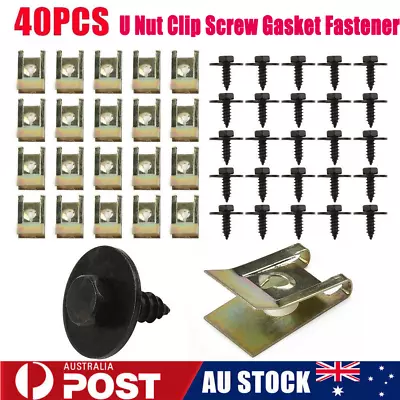 40pcs Steel U Nut Clip Screw Gasket Fastener For Car Body Fender Bumper Plate • $10.96