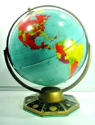 Vintage Chein & Co. 9  World Metal Globe Circa 1950`s Usa W/ Planets Base • $15