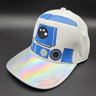 Star Wars R2D2 Snapback Hat Ball Cap Shiny Glitter White Lucas Film Unisex Adult • $16.99