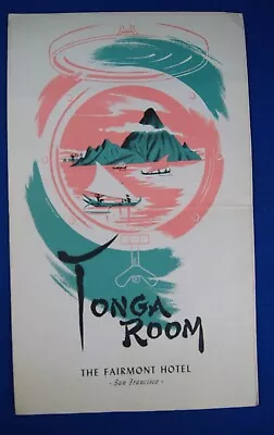 $150 • Buy 1940's TONGA ROOM Menu Nob Hill San Francisco California Tiki Fairmont Hotel