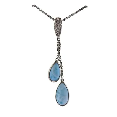 New MarahLago Liberty Silver Larimar Sapphire Drop Pendant Necklace $420 • $145