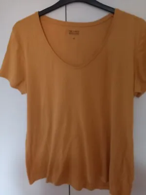 Used Peacocks Mustard V Neck Top 20. Short Sleeves.FREE PACKAGE AND POSTAGE  • £4.79