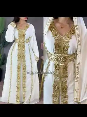 SALE New Moroccan Dubai Kaftans Farasha Abaya Dress Very Fancy Long Gown BF 120 • $58.22