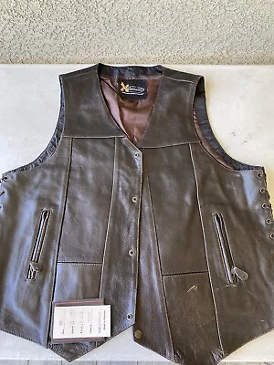 $54.99 • Buy Xelement Leather Motorcycle Vest 3XL New With Tags