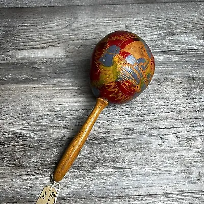 Vintage Wooden Hand Carved Maraca Single Puerto Rico Red • $25