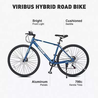 Road Bike Outdoor Hybrid Bike For Commuter 700c City Bike Aluminum Frame Blue • $230.83