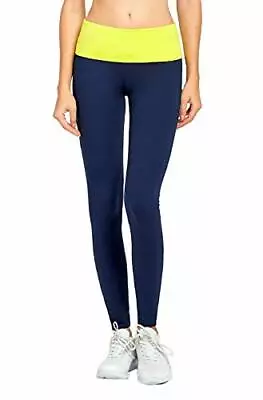 Mopas Womens Comfort Waist Colorblock Yoga Pants (Small Navy With Lime) • $13.99