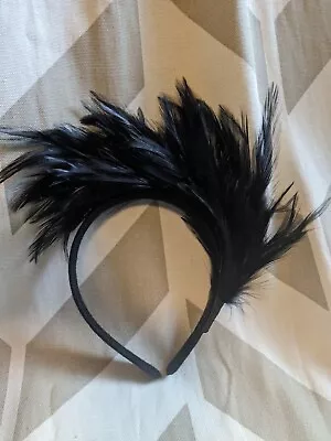 1920S Black Feather Headband Flapper Headpiece Roaring 1920S Gatsby Hair Medium • $12.49