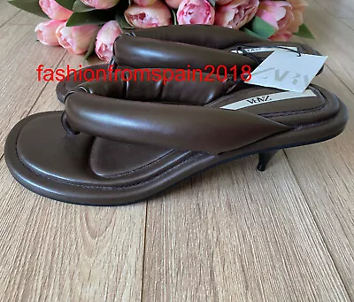 Zara New Woman Mid-heel Padded Heeled Sandals  Brown 35-42 3646/710 • $49.99