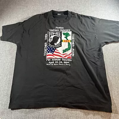 Vintage POW MIA Shirt Mens XXL Best 1994 Vietnam VFW Army Black Single Stitch • $18.99