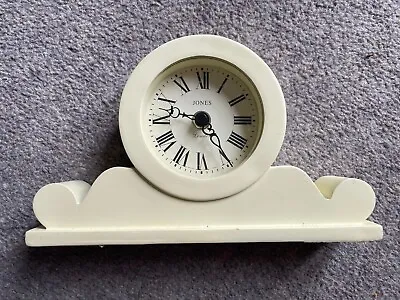 JONES Of LONDON White Cream Round Mantel CLOCK Plaster Mantelpiece • £20