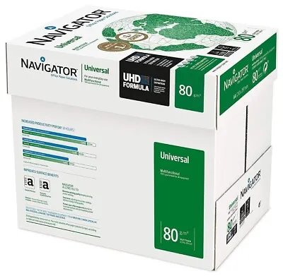 Navigator Universal A4 Paper 80gsm 80GSM White Box Of 5 Reams 5 Ream 2500 Sheets • £27.89