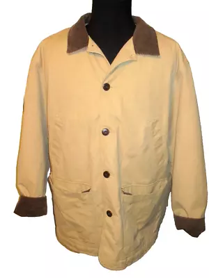 LL Bean Jacket 2XL Tan Chore Barn Coat Corduroy Collar Quilted Insulated Lining • $47.99