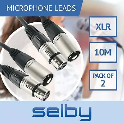 2 Pack 10m Balanced Microphone Cables XLR Male To Female Mic Lead • $29