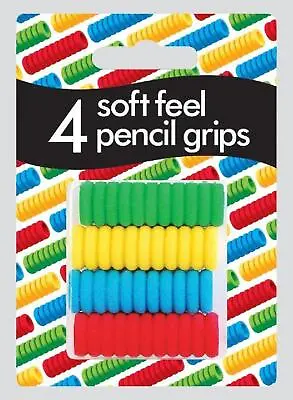 £4.19 • Buy 4 Soft Feel Ribbed Foam Comfortable Pencil Grips Green, Yellow, Blue, Red