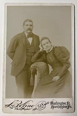 Man With Bored Wife HUNTINGDON PA Antique Cabinet Card Photo 1890s L.B. KLINE • $18.50