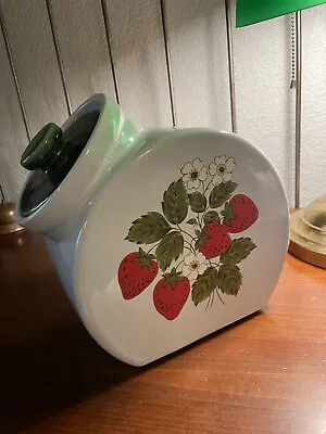 McCoy Pottery Strawberry Country Cookie Jar 9in Vintage Tilt Canister Fruit • $25