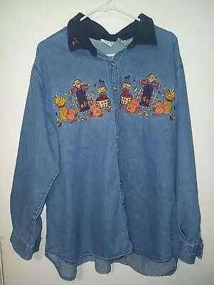 Bobby Brooks Vintage Denim Long Sleeve Shirt. Pumpkin Patch Theme  • $25