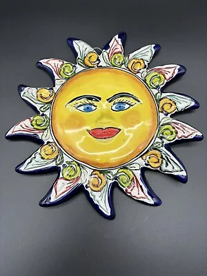 Talavera Sun Face Mexican Folk Art Pottery Wall Art Signed Ramirez • $36.95