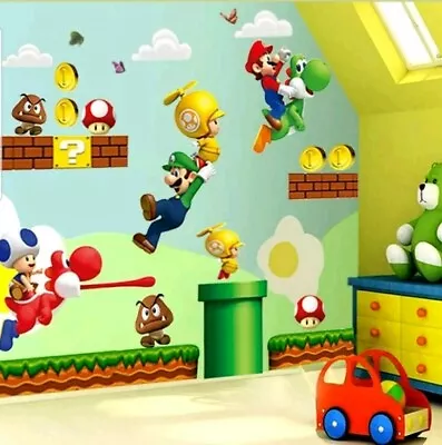 Super Mario Brothers Wall Decal 3D Stickers Mural Childs Room Nursery Decor Easy • $23.74