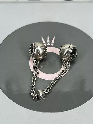 Genuine Pandora Moments Embossed Hearts Safety Chain Charm • £0.99