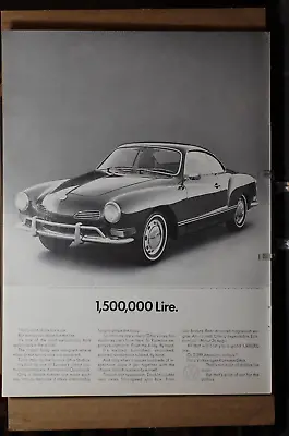 Vintage 1970 Volkswagen VW Karmann Ghia Advertisement  1500000 Lire Or $2399 • $10