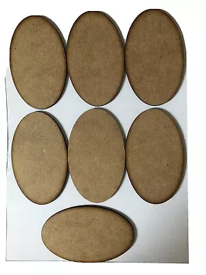 2mm MDF Laser Cut Oval Bases 75mm X 42mm.  Pack Of 7 • £1