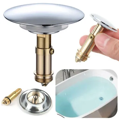 Chrome Easy Pop Up Bathtub Basin Sink Push Button Click Plug Bolt Sealing Kit • £7.31