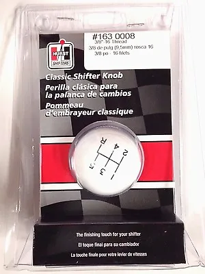 Hurst 1630008 White Classic Ball Shifter Knob 5-speed 3/8 - 16 Threads  • $60.44