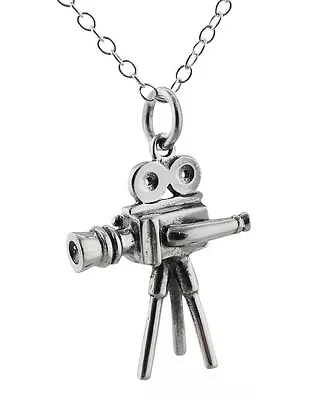 1930s Movie Camera Necklace - 925 Sterling Silver - 3D Director Film Vintage NEW • $31