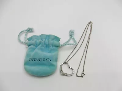 Tiffany & Co Sterling Silver Elsa Peretti Open Heart Necklace Excellent F/S • $88.88