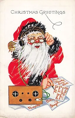 $6.99 • Buy Christmas Greetings  Postcard Santa Checklist Embossed PM 1923     W2*