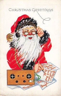 $6.99 • Buy Christmas Greetings  Postcard Santa Checklist Embossed PM 1923     W2*